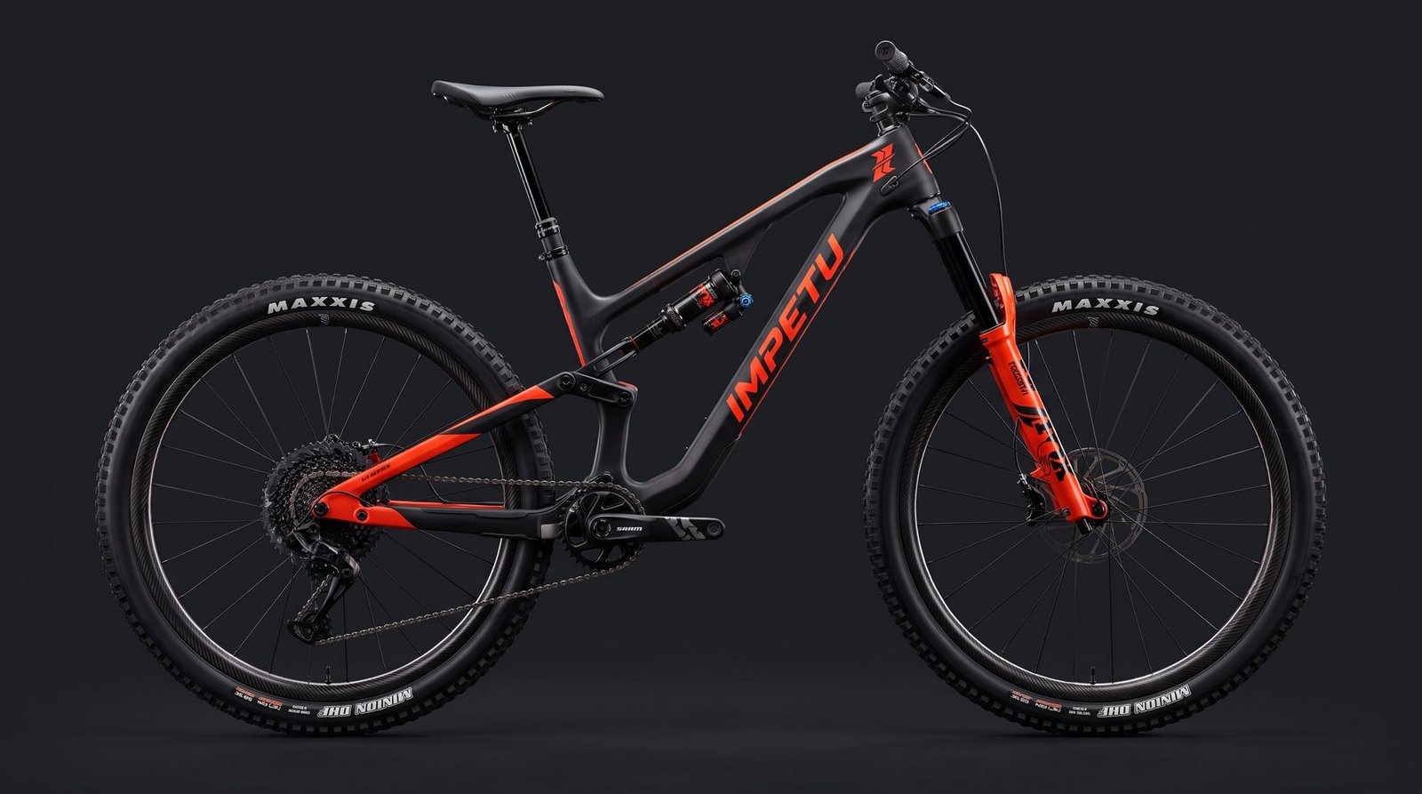 IMPETU enduro bike in studio side profile